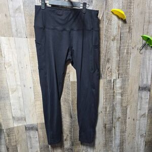 Black Phone Pocket Plus Size Athletic Workout Lounge Leggings
